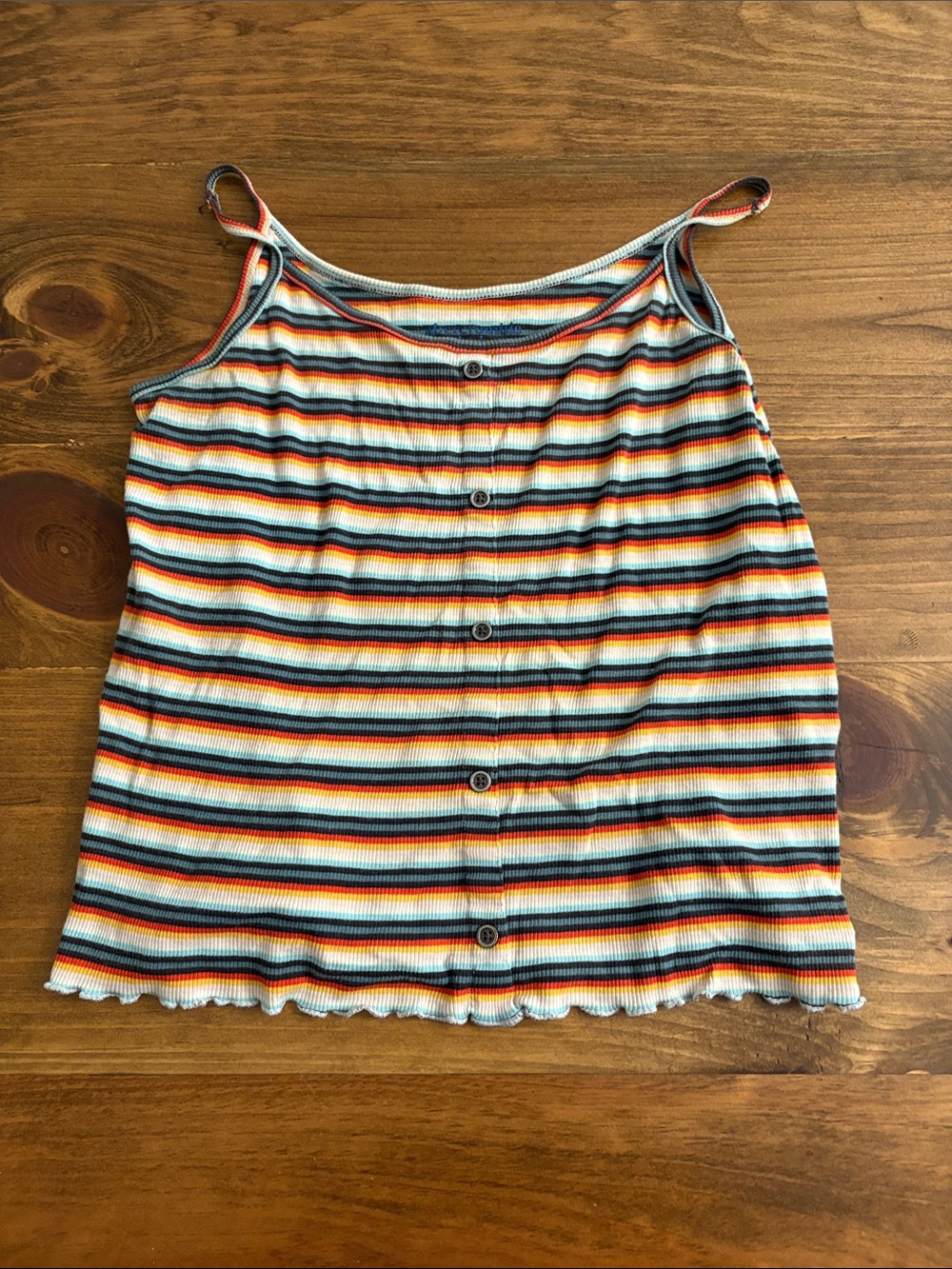 Striped Button-Front Tank Top in Multi-Color - Picture 2 of 3